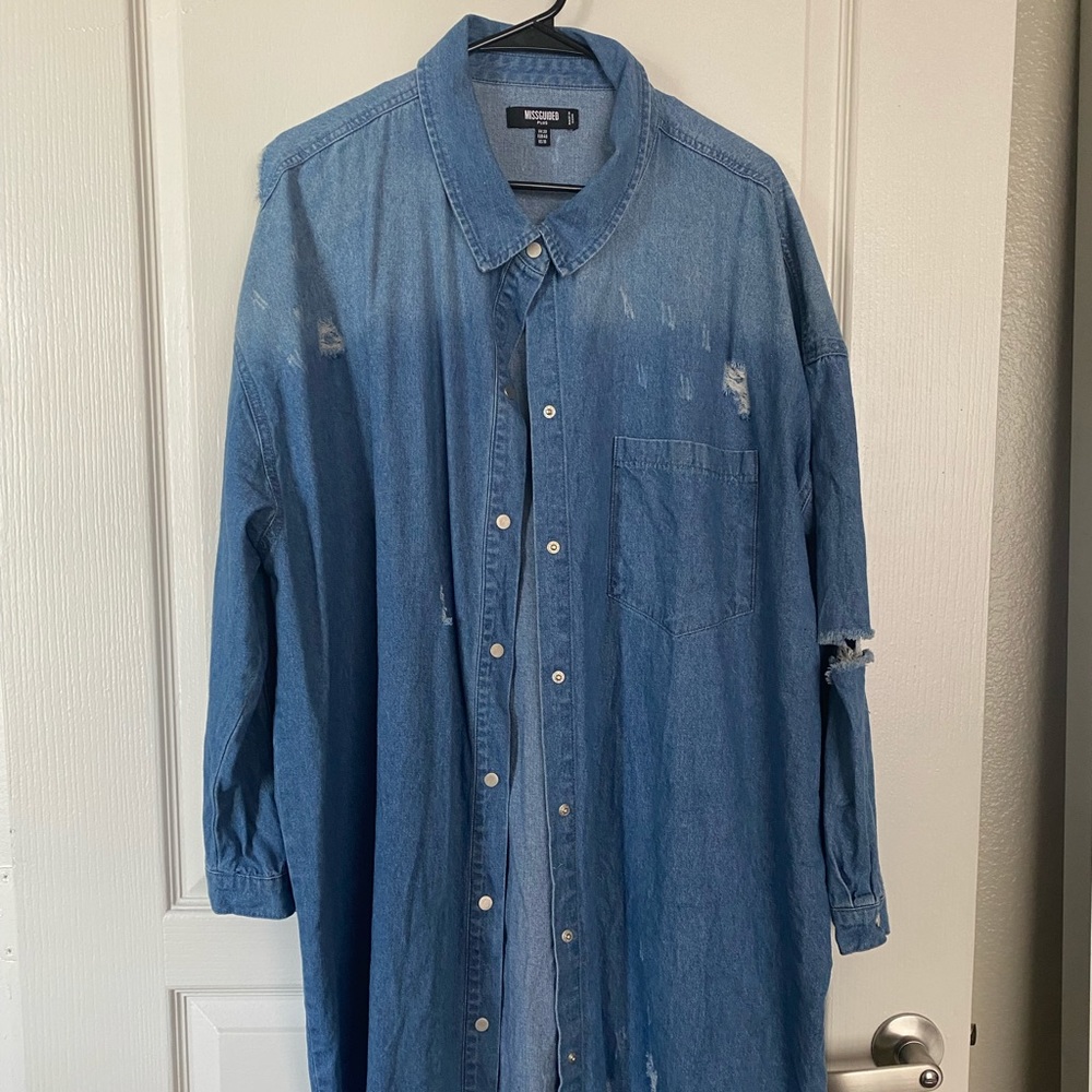 Missguided Oversized Mini Jean Dress